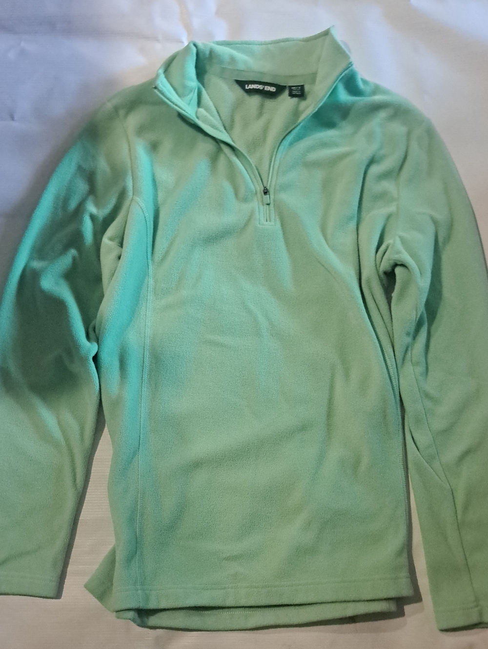 Lands' End Women's Mint Green Quarter-Zip Fleece Pullover Medium Tall 10 12